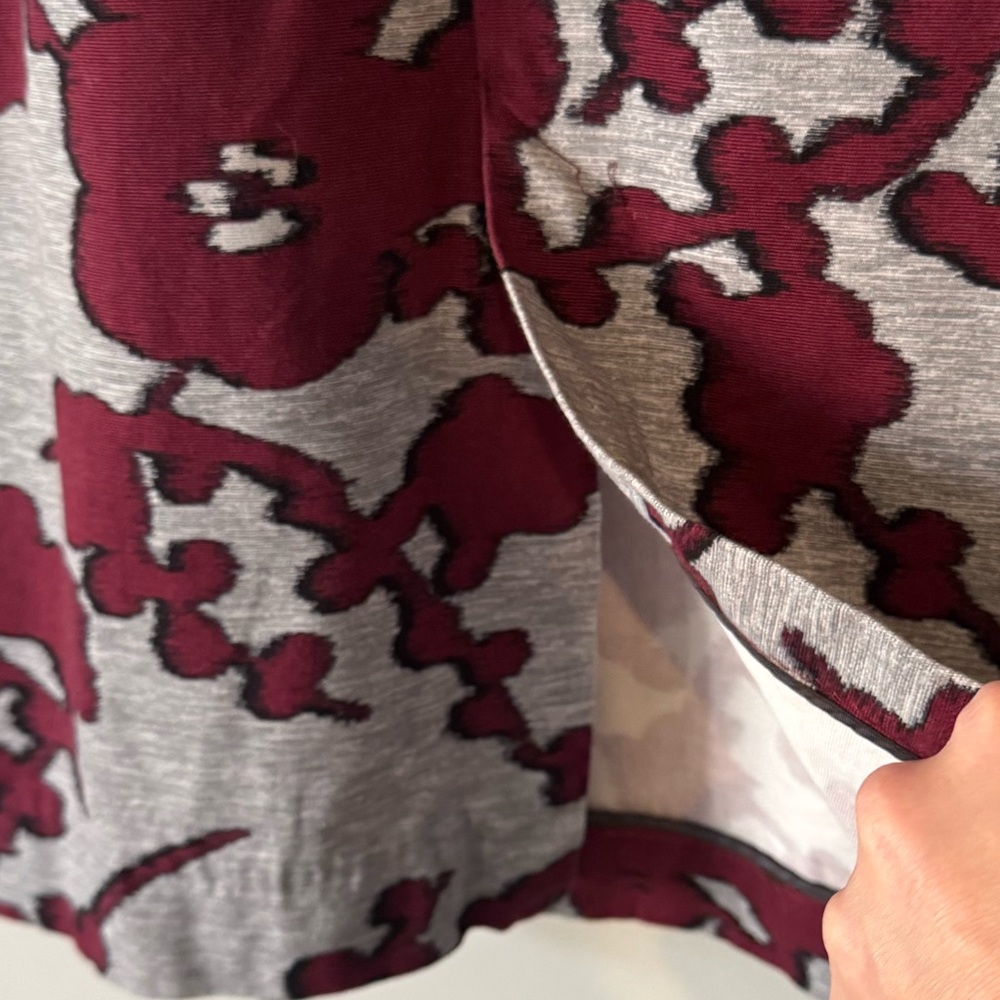 Zara Studio Limited Edition Grey Burgundy Floral Midi Skirt M High Waist Pleated - Picture 4 of 12